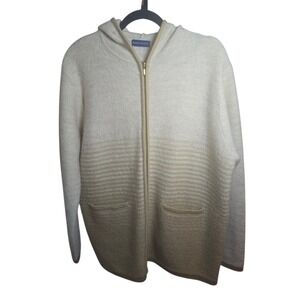 100% Australian Wool Zip Hoodie Cardigan Made in Australia Cream Beige L